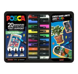 Maletín metálico de rotuladores Posca Pop Colours colores surtidos- Caja de 20