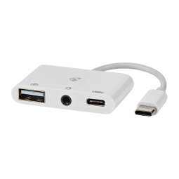 Docking Adattatore USB-C 2.0 Uscite USB / USB-C/ jack 3,5mm - 480 Mbps - Tondo - Placcato nickel - PVC