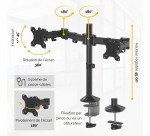 Bras porte écrans double Reflex Fellowes noir