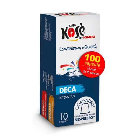 Caffè in capsule Decaffeinato compatibile Nespresso Kosè by Kimbo 100 unità