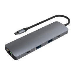 Hub iClick TnB USB-C 9 puertos en 1 de aluminio (HDMI, USB-A, Jack, RJ45, SD, MicroSD)