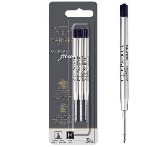 Recharge d'encre QUINK pour stylo bille M Parker - Blister de 3