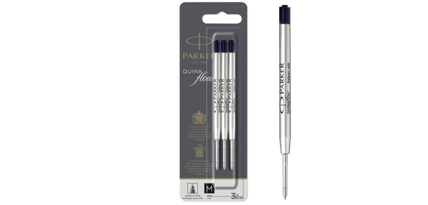 Ink refill QUINK for ballpoint pen M Parker blue - Pack of 3