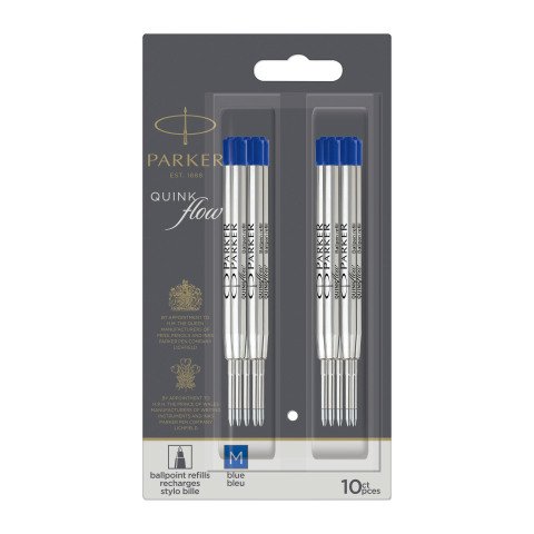Recarga de tinta QUINK para bolígrafo M Parker - Blister de 10 azul