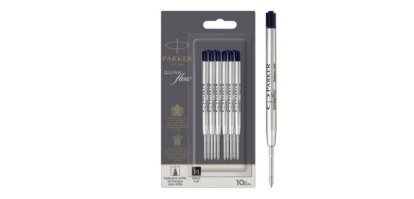 Recharge d'encre QUINK pour stylo bille M Parker - Blister de 10