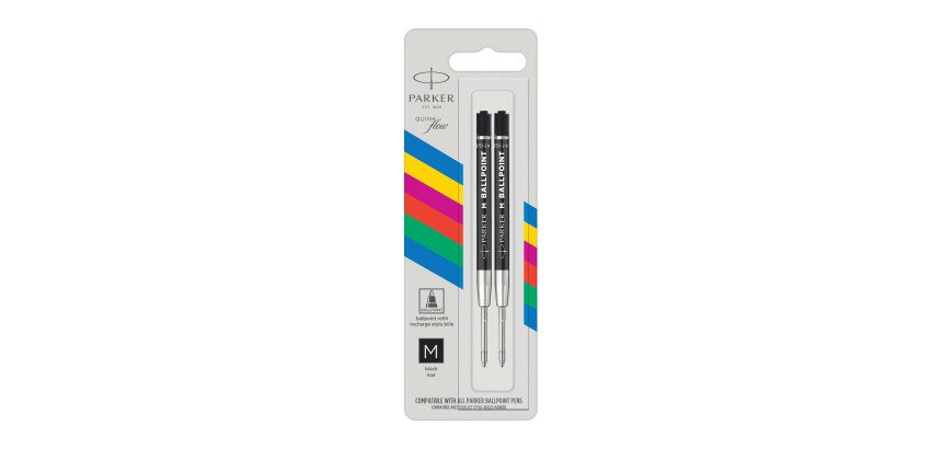 Recharge d'encre QUINK pour stylo bille M Parker - Blister de 2