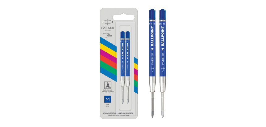 Recharge d'encre QUINK pour stylo bille M Parker - Blister de 2