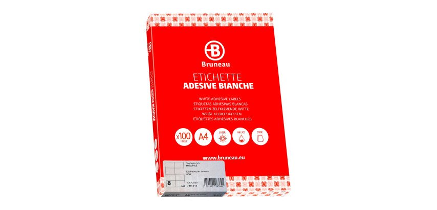 Etichette adesive Bruneau 105x74.5 mm - carta bianca - 100 fogli - 8 etichette per foglio