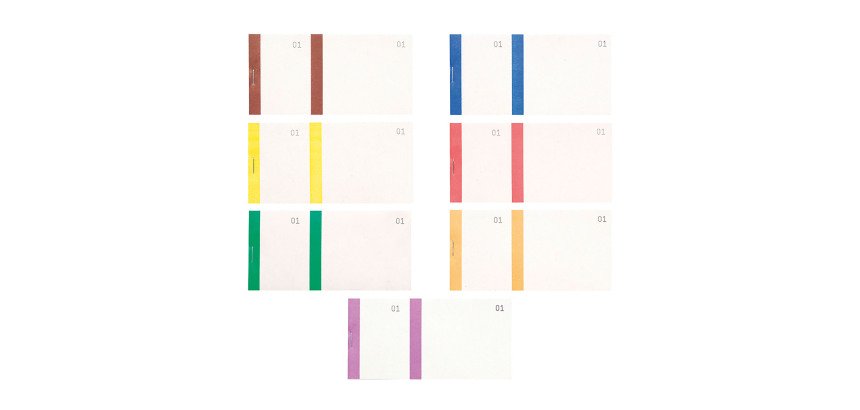 Lot de 10 blocs de 100 tickets vendeurs double numérotage - couleurs assorties - Exacompta - 6,6 x 13,5 cm