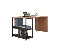 Smart Home Office workstation with bookcase, standard or foldable top, black metal frame