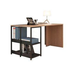 Smart Home Office workstation with bookcase, standard or foldable top, black metal frame