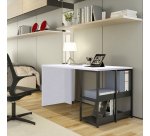 Postazione di lavoro con libreria Smart Home Office piano stanard o ribaltabile struttura in metallo colore nero