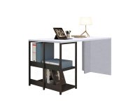 Smart Home Office workstation with bookcase, standard or foldable top, black metal frame