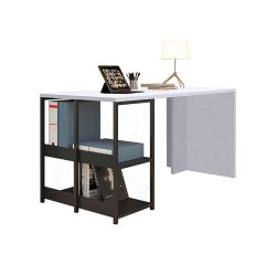 Postazione di lavoro con libreria Smart Home Office piano stanard o ribaltabile struttura in metallo colore nero
