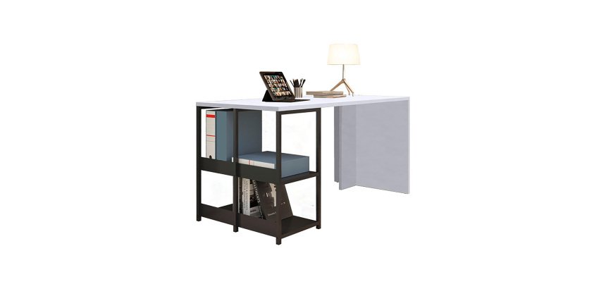 Postazione di lavoro con libreria Smart Home Office piano stanard o ribaltabile struttura in metallo colore nero