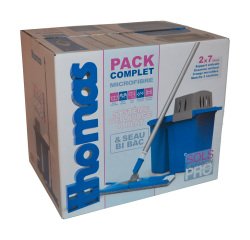 Kit de lavage Pro Brosserie Thomas avec double seau, essoreur et manche