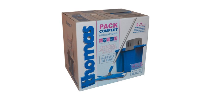 Kit de lavage Pro Brosserie Thomas avec double seau, essoreur et manche