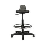 Taburete técnico alto sobre deslizadores con respaldo