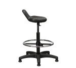 Taburete técnico alto sobre deslizadores con respaldo