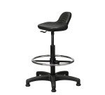 Taburete técnico alto sobre deslizadores con respaldo