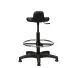 Taburete técnico alto sobre deslizadores con respaldo