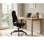 Chaise de bureau JUNE tissu - avec ou sans accoudoirs - Réglage profondeur d'assise - Mécanisme Synchrone - Pieds Noir