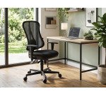 Chaise de bureau ANDRIO tissu et maille - avec ou sans accoudoirs et soutien lombaire - Mécanisme Synchrone - Pieds noir