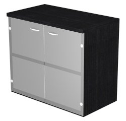 Mobile basso con ante in vetro Base Plus 80 x 35 x 72