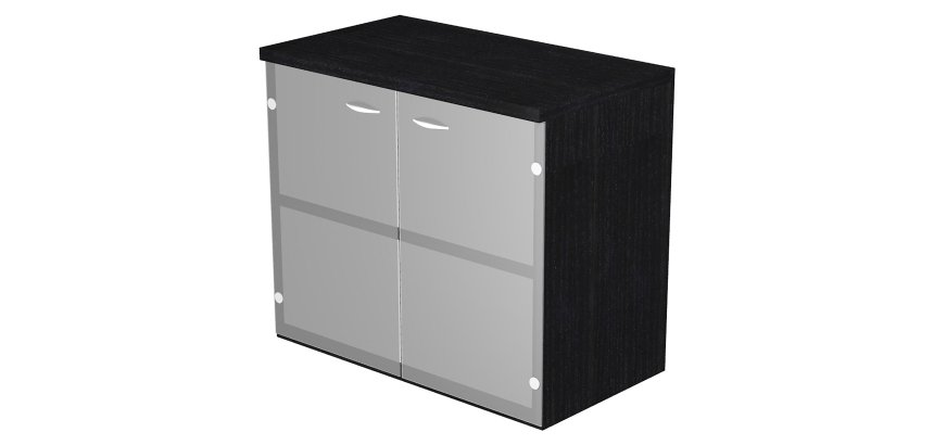 Mobile basso con ante in vetro Base Plus 80 x 35 x 72