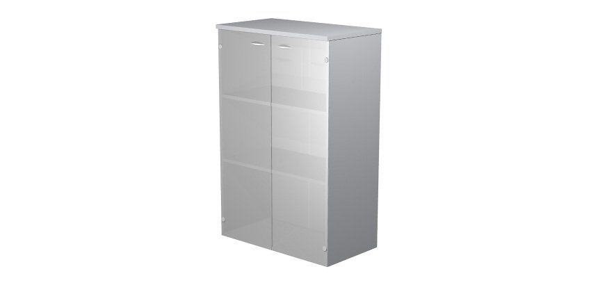 Mobile medio con ante in vetro Base Plus 80 x 35 x 120 cm