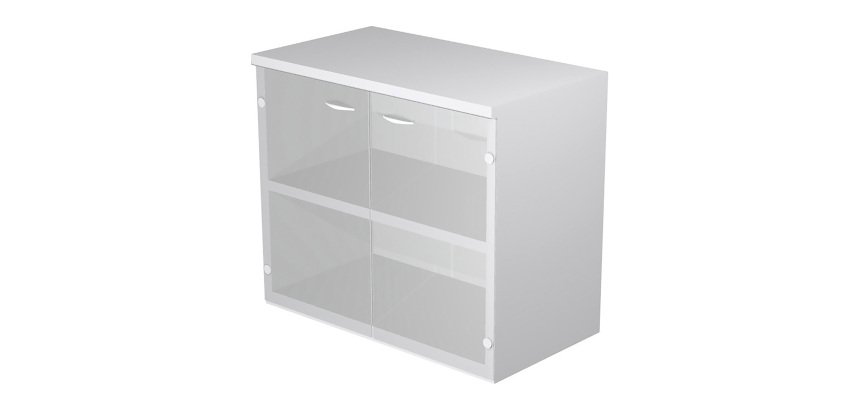 Mobile basso con ante in vetro Base Plus 80 x 35 x 72