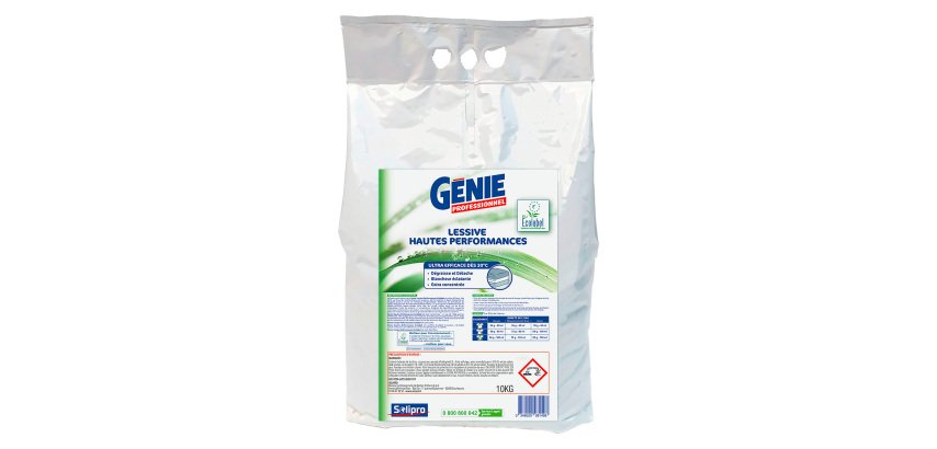 Lessive poudre Génie professionnel hautes performances - 196 lavages - Sac de 10 kg