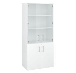 Bibliotheque ARCH bois avec portes hautes verre et portes basses bois  H 182 x L 80 cm