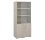 Bibliotheque ARCH bois avec portes hautes verre et portes basses bois  H 182 x L 80 cm