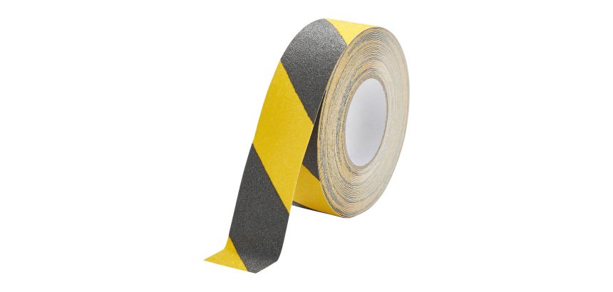 Ruban marquage au sol antidérapant Duraline Grip 15 m x 50 mm, noir/jaune