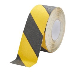 Ruban marquage au sol antidérapant Duraline Grip 15 m x 75 mm, noir/jaune