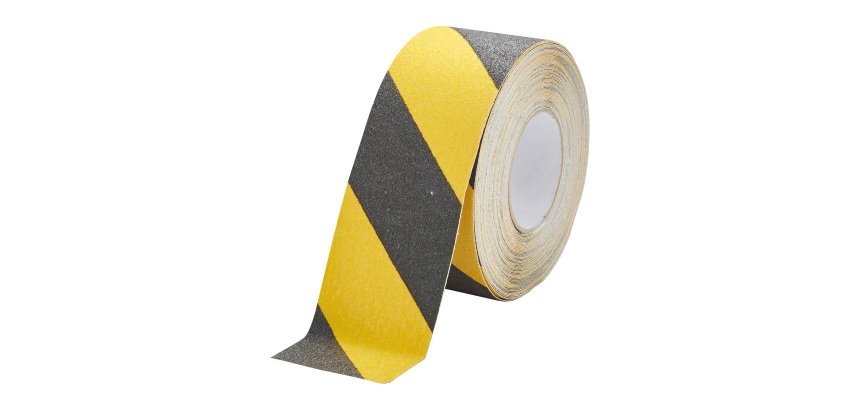 Ruban marquage au sol antidérapant Duraline Grip 15 m x 75 mm, noir/jaune