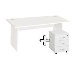 Pack Bureau droit Excellens Bois L 160 x P 80 cm piètement plein + caisson mobile 3 tiroirs Excellens