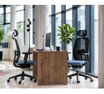 Chaise de bureau ergonomique Algo - tissu et maille - mécanisme synchrone + réglage profondeur d'assise - accoudoirs 3D - appui-tête - pieds noir