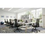 Office chair ANDRIO fabric and mesh - with or without armrests and lumbar support - Synchronous Mechanism - Black feet