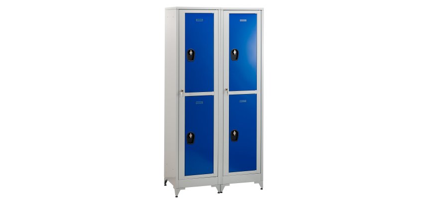 Vestiaire sur pied avec casiers visitables - démontable - 2 colonnes 4 portes