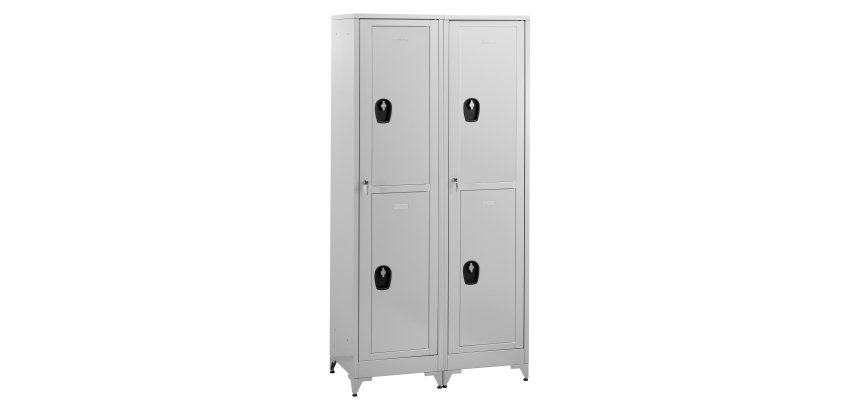 Vestiare visitable démontable - 2 colonnes 4 portes - Gris RAL 7035