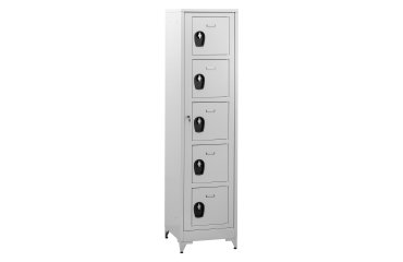 Vestiaire sur pied avec casiers visitables - démontable - 1 colonne 5 portes