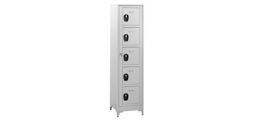 Vestiaire sur pied avec casiers visitables - démontable - 1 colonne 5 portes