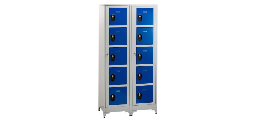 Vestiaire sur pied avec casiers visitables - démontable - 2 colonnes 10 portes