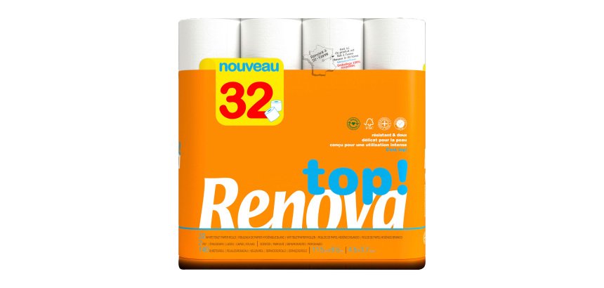 Papier toilette double épaisseur Renova Top - 32 rouleaux de 140 feuilles
