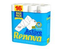 Essuie-tout 1/2 feuille Renova Active Absorption - Paquet de 16 rouleaux