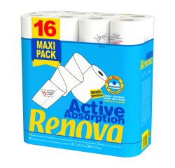 Essuie-tout Active Absorption 1/2 feuille Renova - Paquet de 16 rouleaux