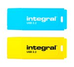 Pack of 2 Integral Neon-C USB 3.2 32GB USB-C blue and yellow USB sticks
