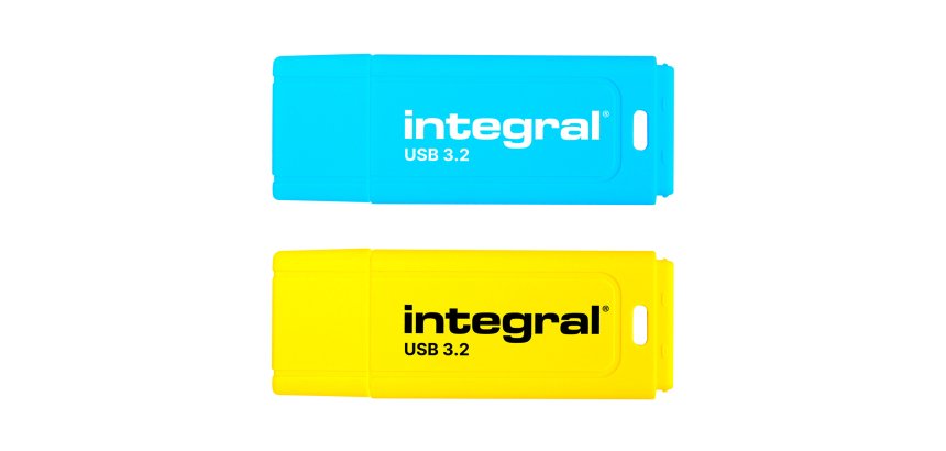 Pack 2 clés USB Integral Neon-C USB 3.2 32 Go USB-C bleu et jaune